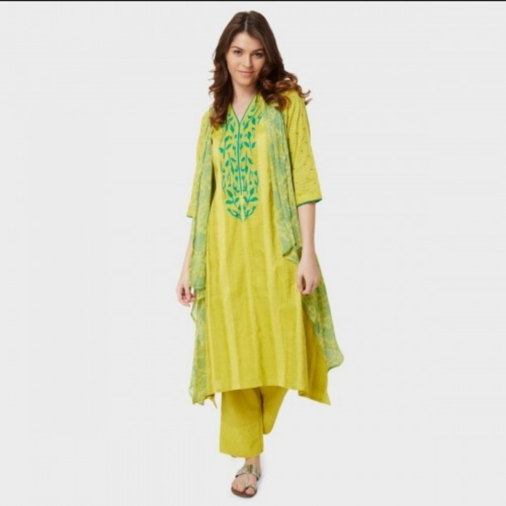 BIBA Embroidered Layered Kurta Palazzos Set